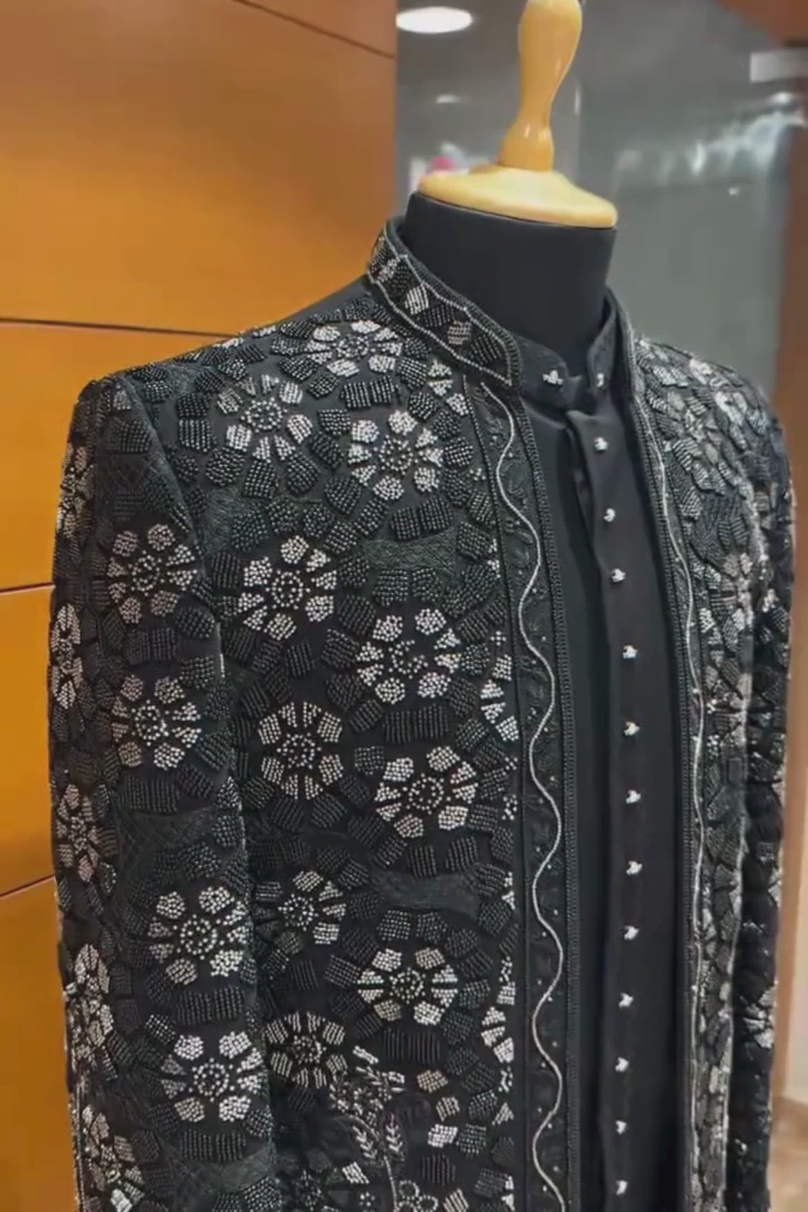 Royal hand Black Beaded Indo-Western for Men INDO-892
