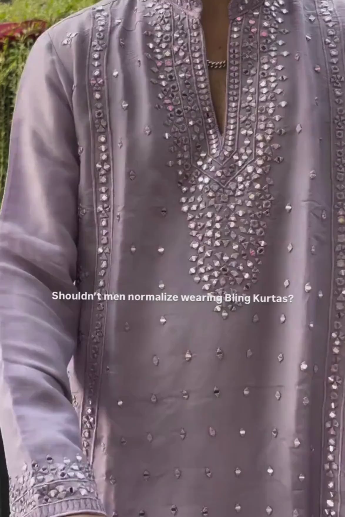 Mirror Work Kurta Pyjama For Men (Luxury Korean Pants) F2-1013