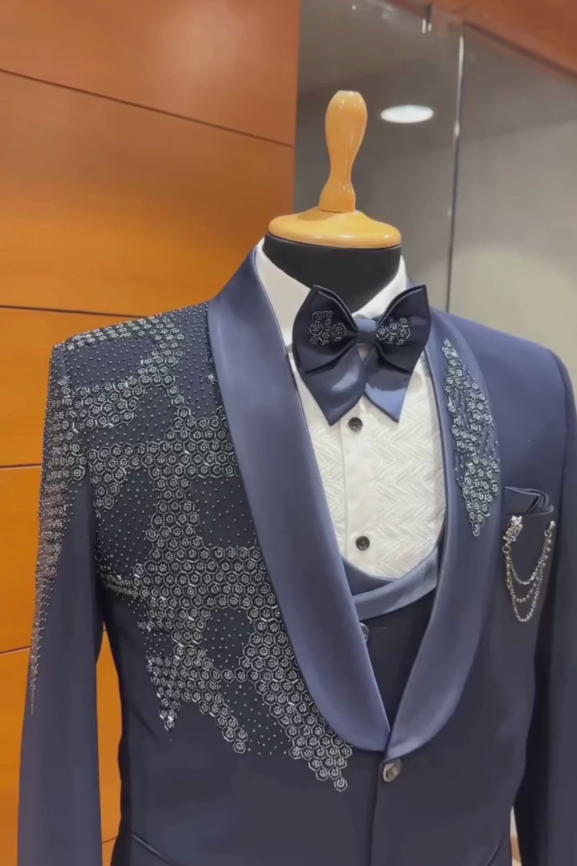 Regal Navy Hand-Detailed Shawl Lapel Suit | Pre-Book Now
