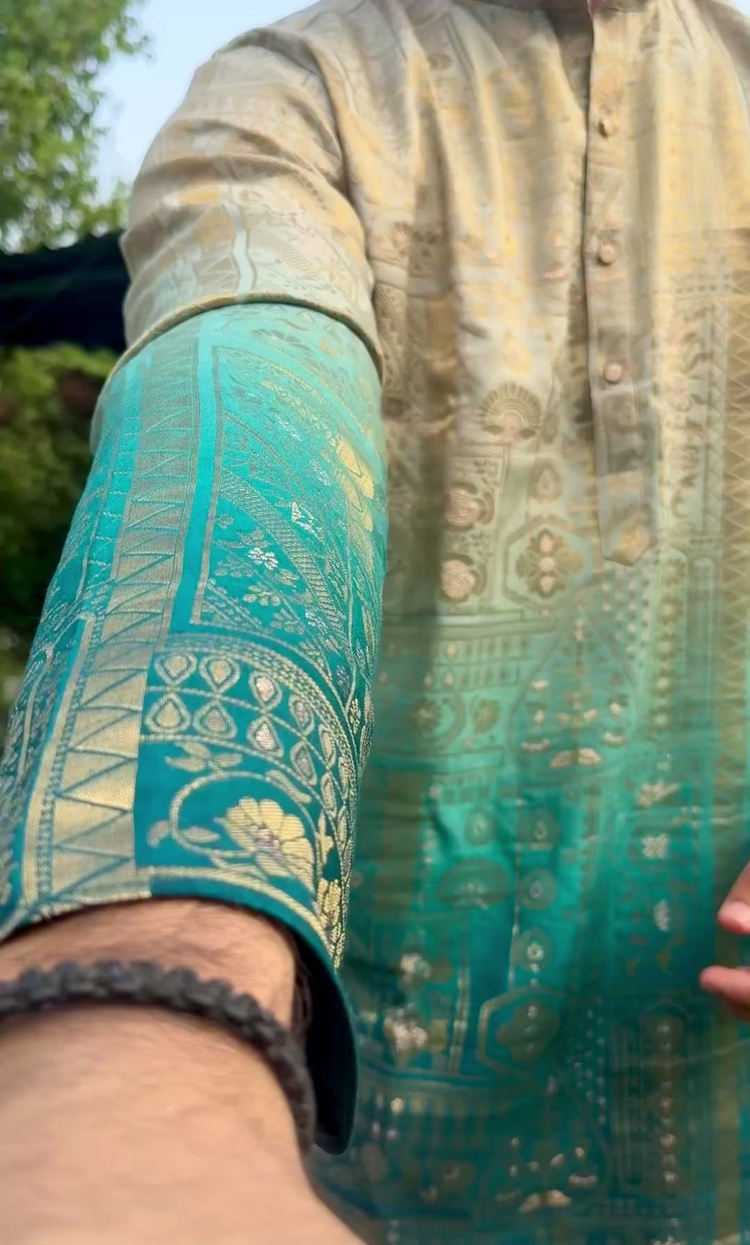 Ombre Banarasi Silk Kurta Pyjama For Men (Luxury Korean Pants)