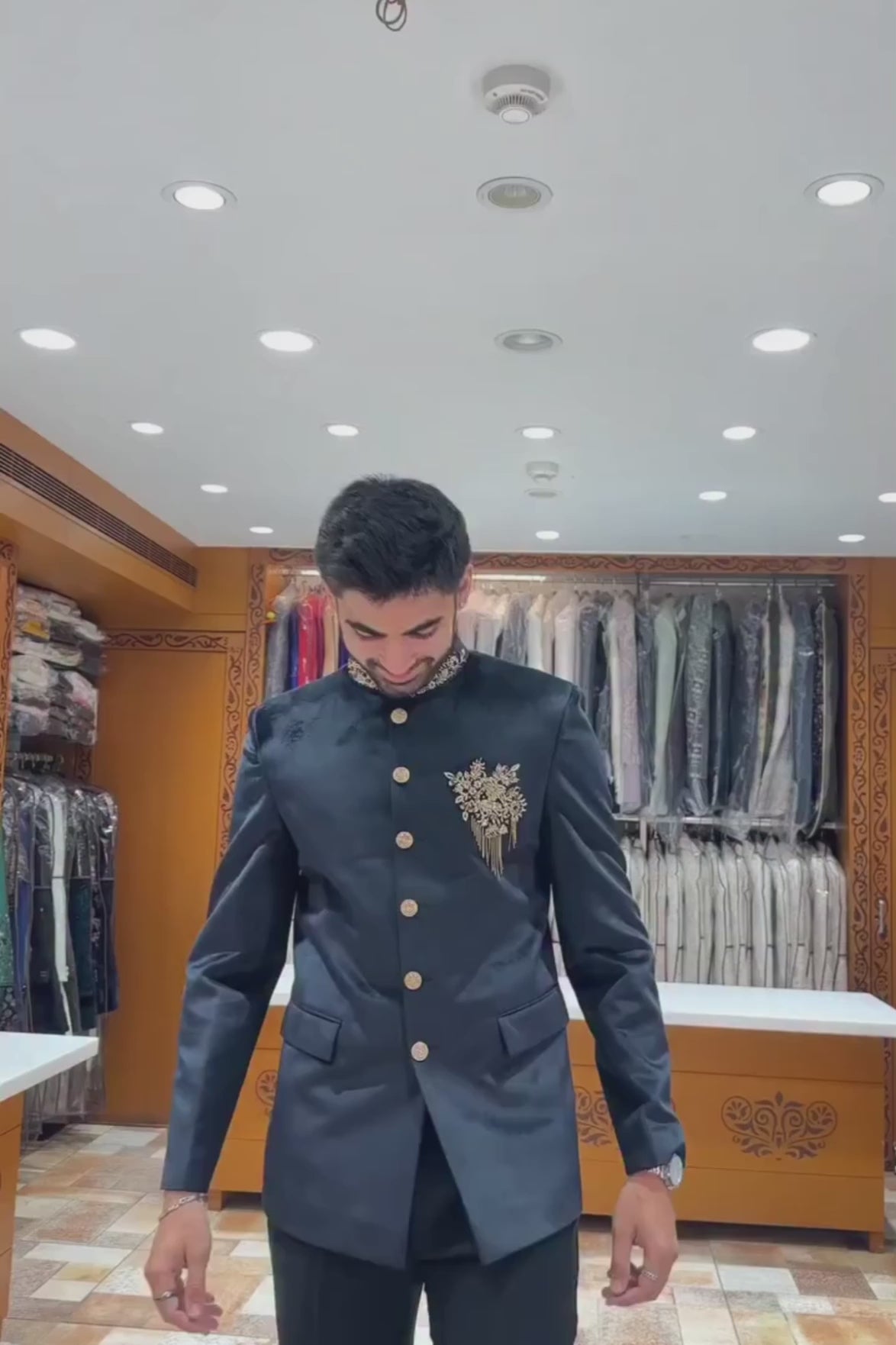 Black Regal Embroidered Bandhgala Jodhpuri Set For Men