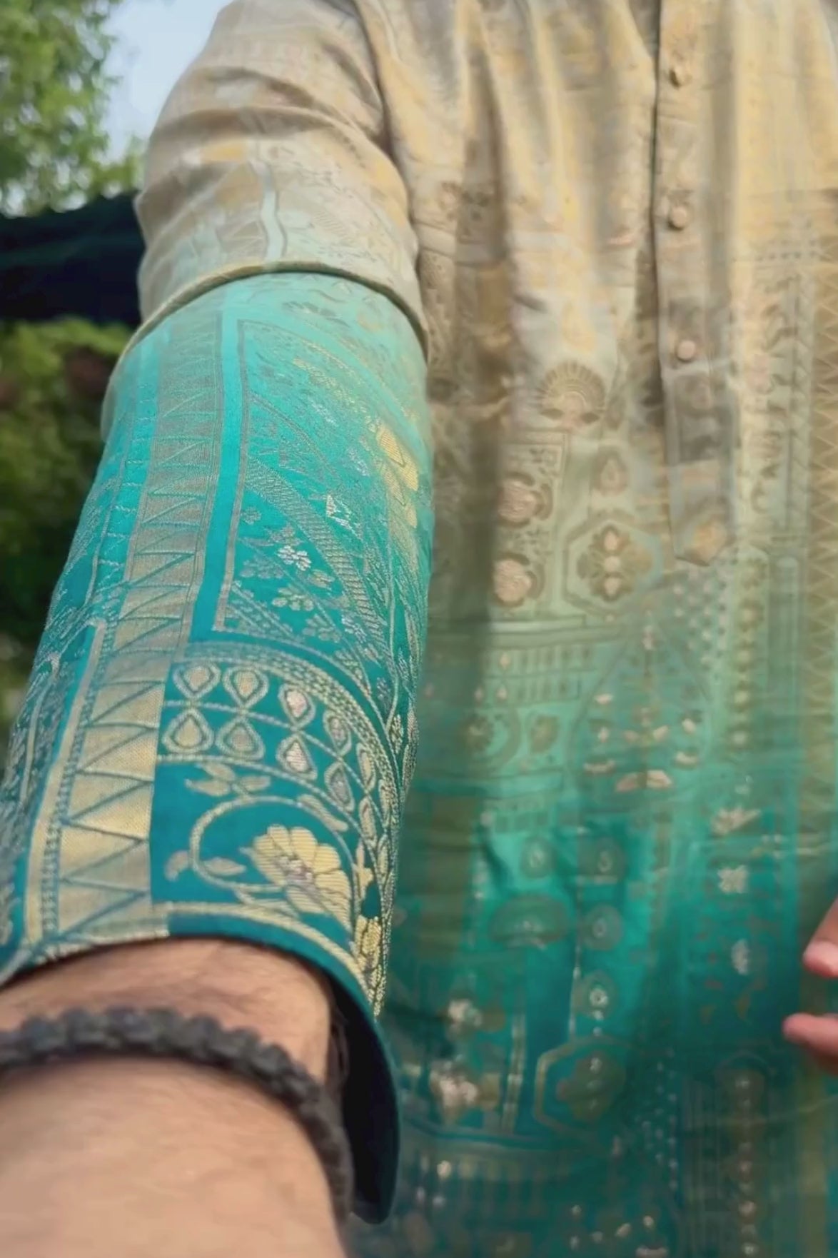 Ombre Banarasi Silk Kurta Pyjama For Men (Luxury Korean Pants)
