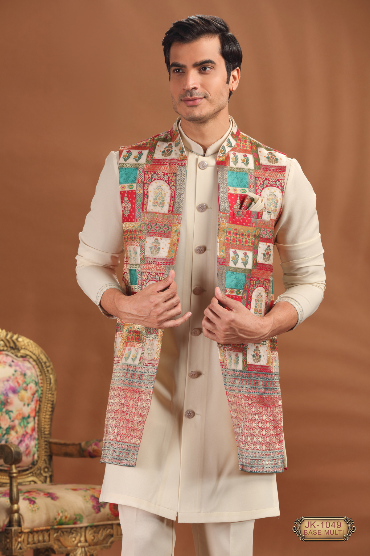 Multicolor Open Jacket Indo-Western Set – Regal Style for Weddings & Celebrations