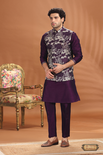 Purple & Rama Floral Coti Kurta Sets – Perfect for Weddings & Celebrations