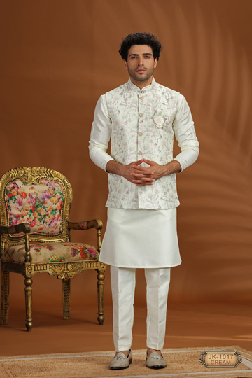 Cream Floral Coti Kurta Set – Timeless Sophistication for Weddings & Celebrations ✨🌿