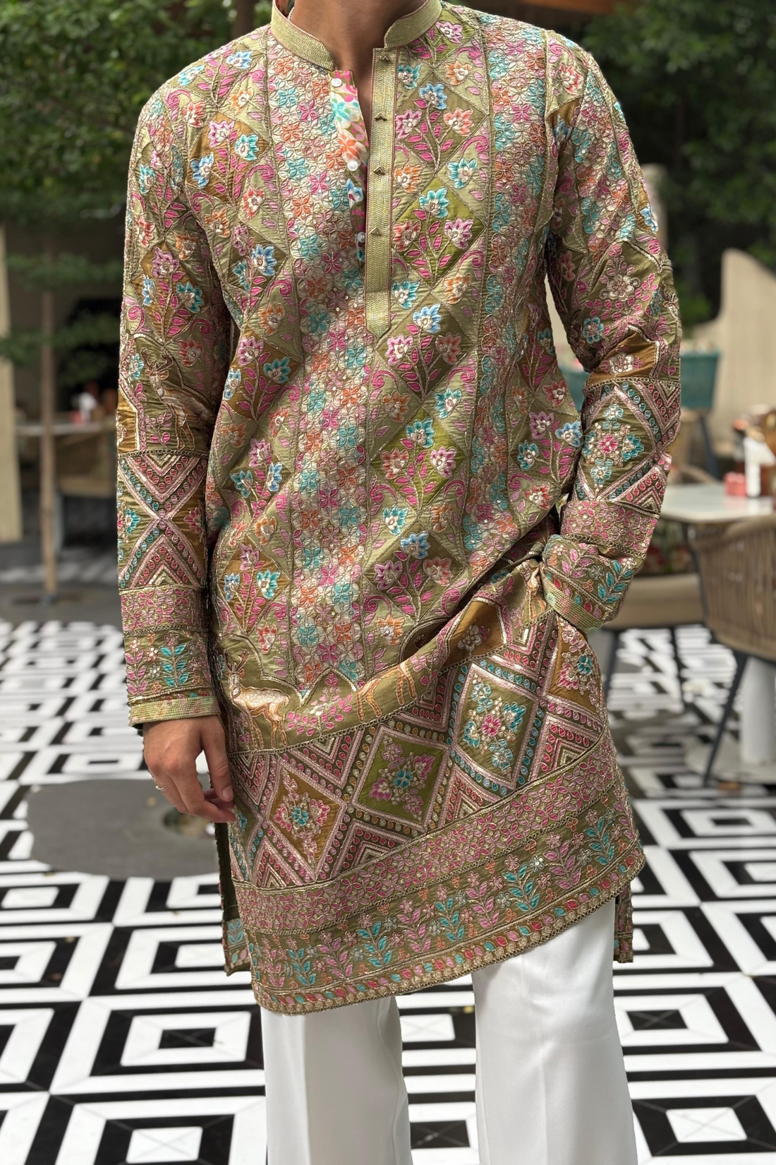 Royal Multicolor Embroidered Kurta Paired With Luxury Korean Pants| Pre-Book Now(Delivery Time May Extend Slightly Due to High Demand)