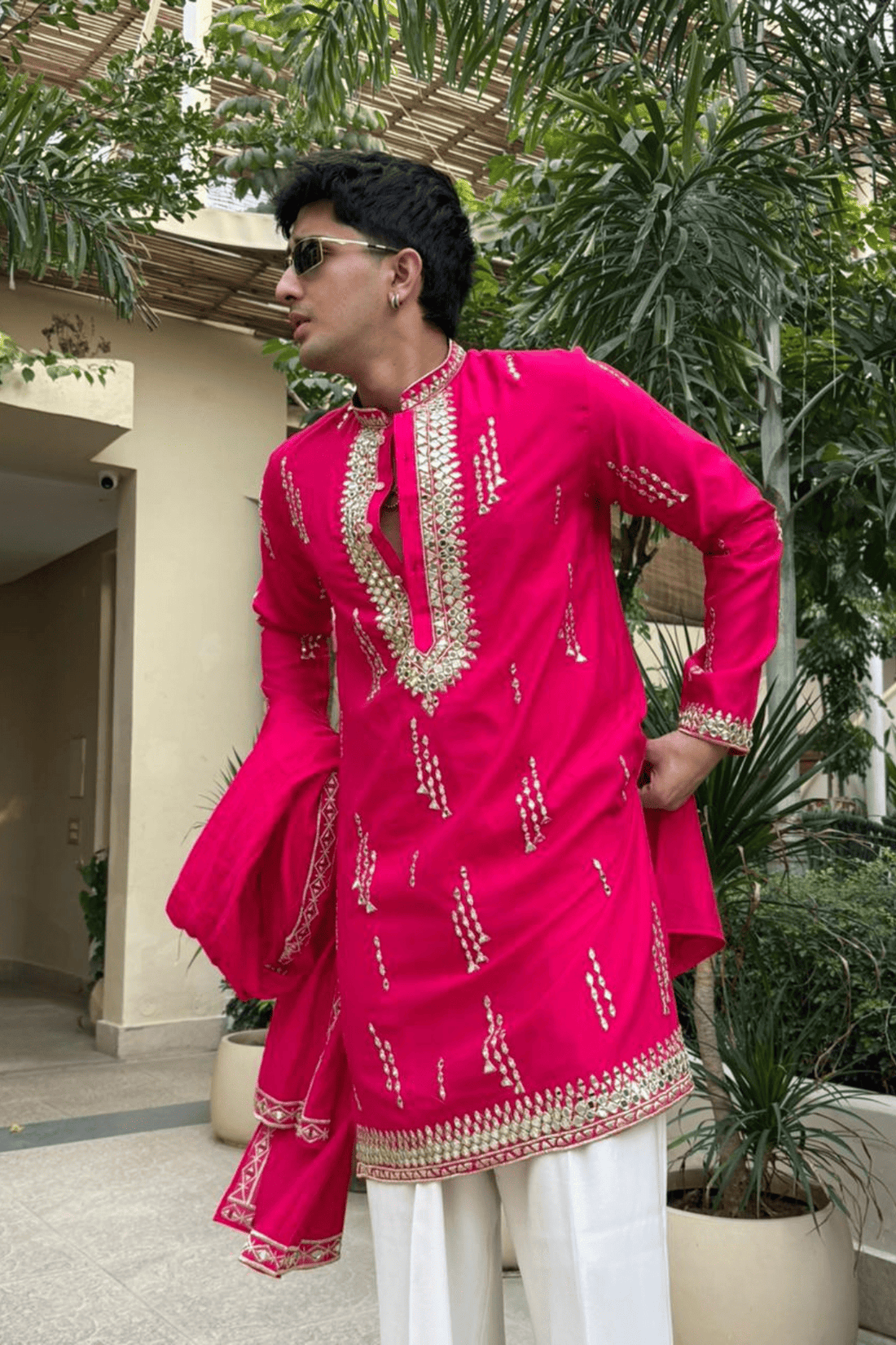 Mirror Work Kurta Pyjama For Men (Luxury Korean Pants)