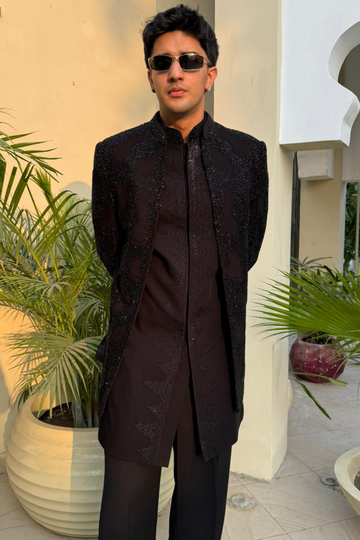 Black Majesty Textured Indo-Western Ensemble