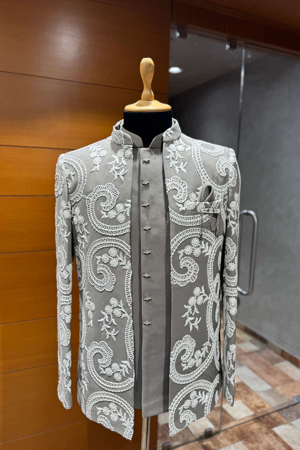 Heritage Royal Muted Brown Embroidered Jodhpuri Suit