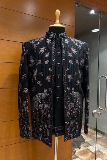 Black Heritage Embroidered Jodhpuri Suit