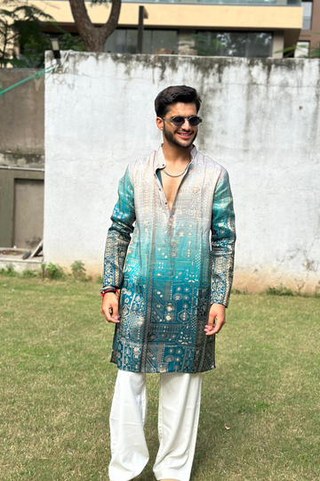 Teal Ombre Only Kurta