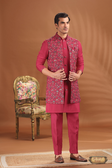 Rani Embroidered Coti Kurta Set – Bold Elegance for Festive Nights