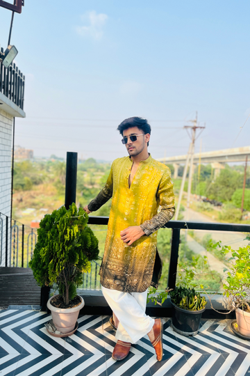Men’s Ombre Emperor Mehendi Green Kurta Set – Festive & Casual Wear