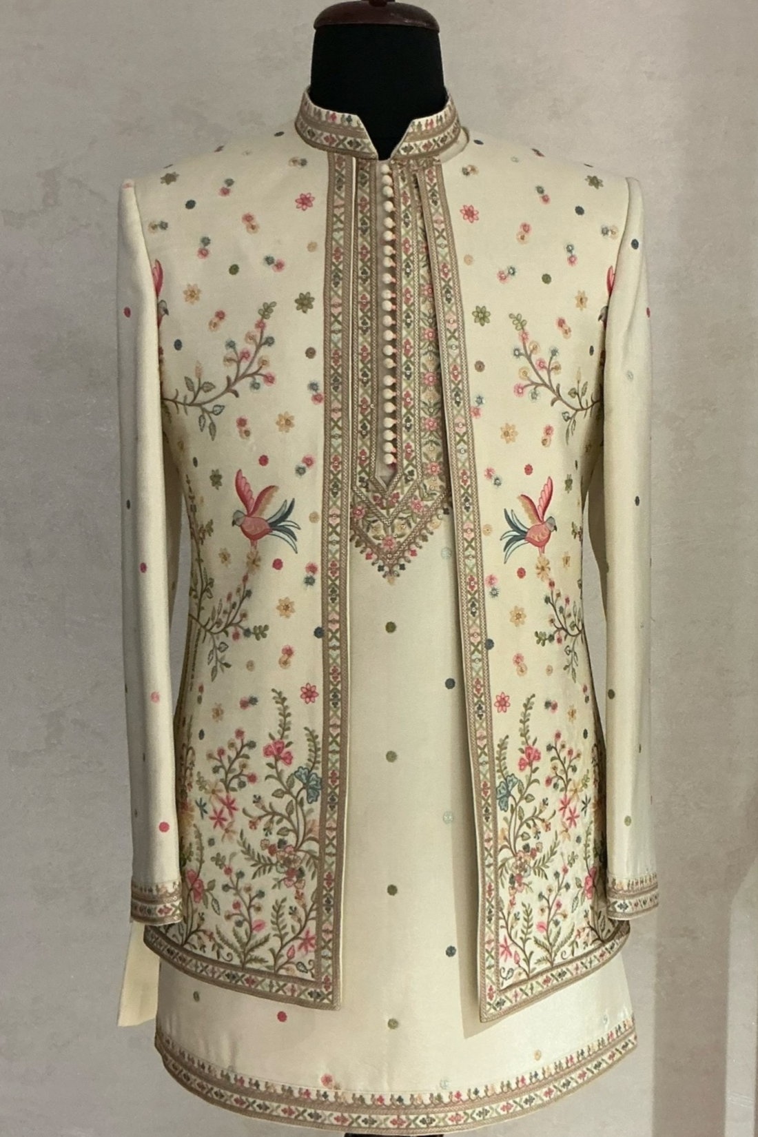 Classic Ivory Embroidered Indo-Western