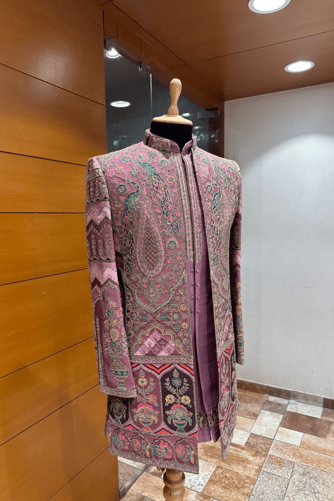 Royal Mauve Hand-Embroidered Indo-Western Set